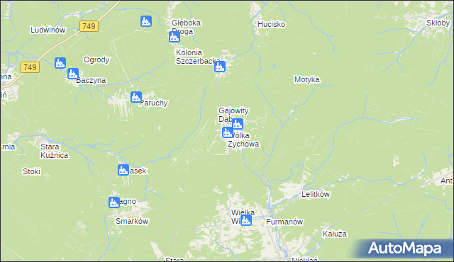 mapa Wólka Zychowa, Wólka Zychowa na mapie Targeo