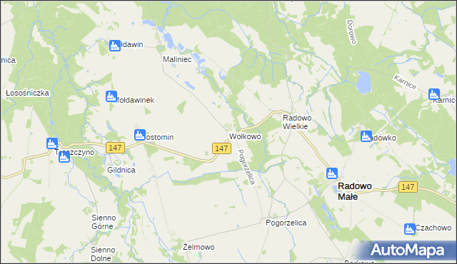 mapa Wołkowo, Wołkowo na mapie Targeo