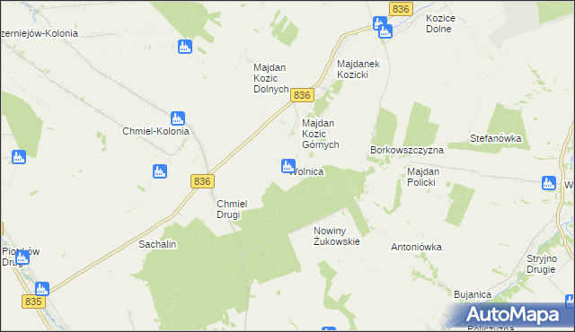 mapa Wolnica gmina Jabłonna, Wolnica gmina Jabłonna na mapie Targeo