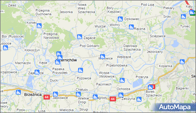 mapa Wołowice, Wołowice na mapie Targeo