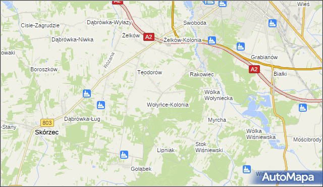 mapa Wołyńce gmina Siedlce, Wołyńce gmina Siedlce na mapie Targeo