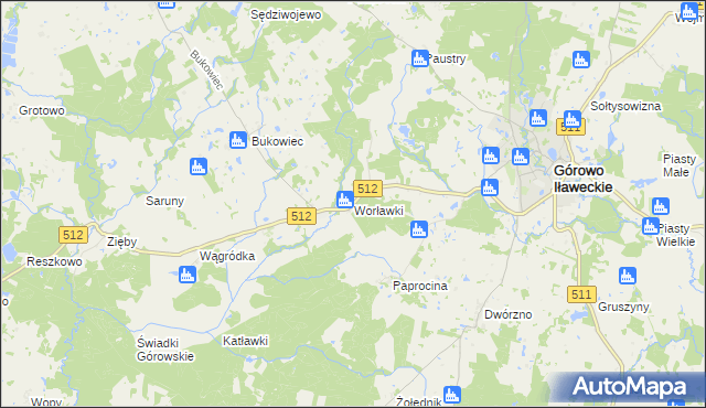 mapa Worławki gmina Górowo Iławeckie, Worławki gmina Górowo Iławeckie na mapie Targeo