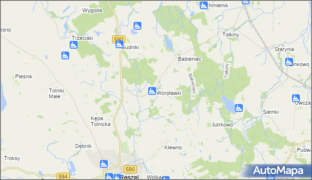 mapa Worpławki, Worpławki na mapie Targeo