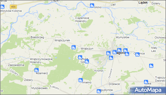 mapa Wrąbczyn Górski, Wrąbczyn Górski na mapie Targeo