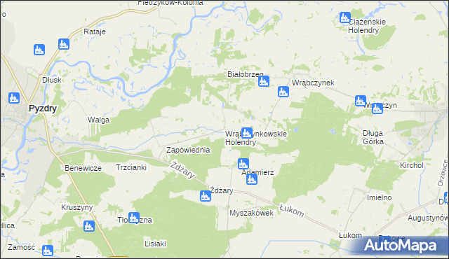 mapa Wrąbczynkowskie Holendry, Wrąbczynkowskie Holendry na mapie Targeo