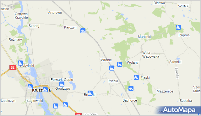 mapa Wróble gmina Kruszwica, Wróble gmina Kruszwica na mapie Targeo