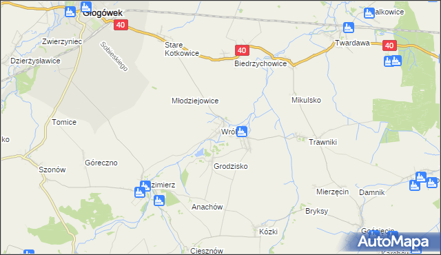 mapa Wróblin, Wróblin na mapie Targeo