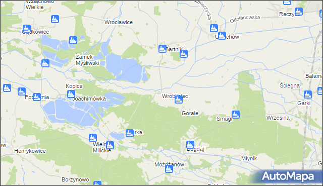 mapa Wróbliniec, Wróbliniec na mapie Targeo