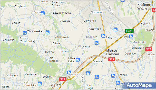 mapa Wrocanka gmina Miejsce Piastowe, Wrocanka gmina Miejsce Piastowe na mapie Targeo