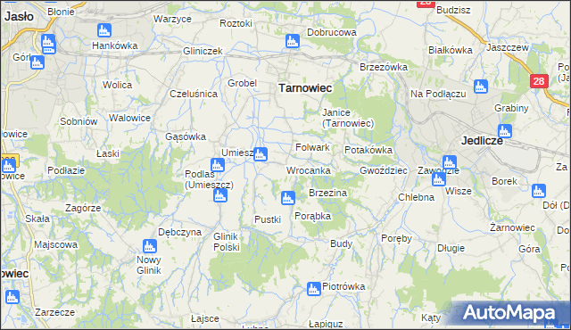 mapa Wrocanka gmina Tarnowiec, Wrocanka gmina Tarnowiec na mapie Targeo