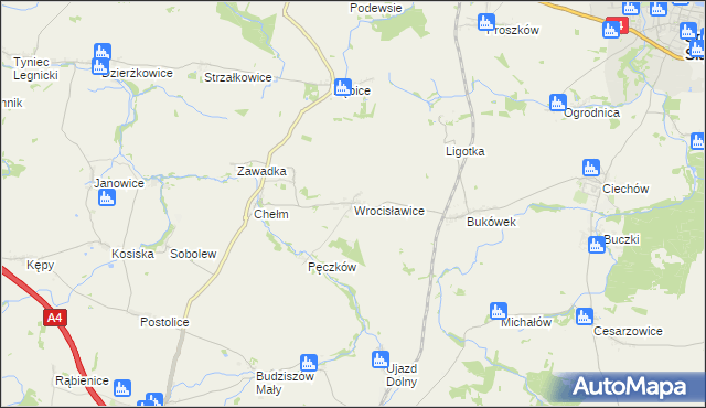 mapa Wrocisławice, Wrocisławice na mapie Targeo