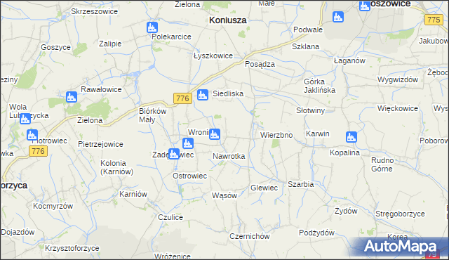 mapa Wroniec, Wroniec na mapie Targeo