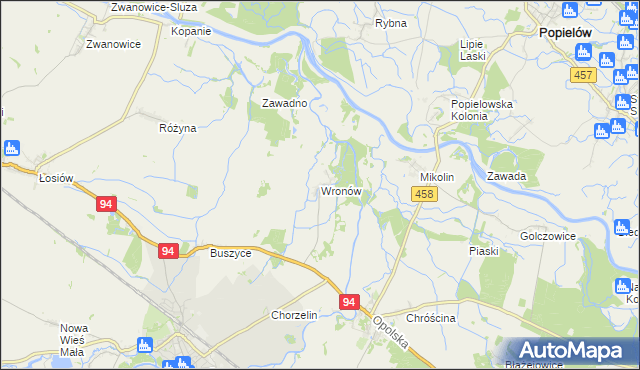 mapa Wronów gmina Lewin Brzeski, Wronów gmina Lewin Brzeski na mapie Targeo