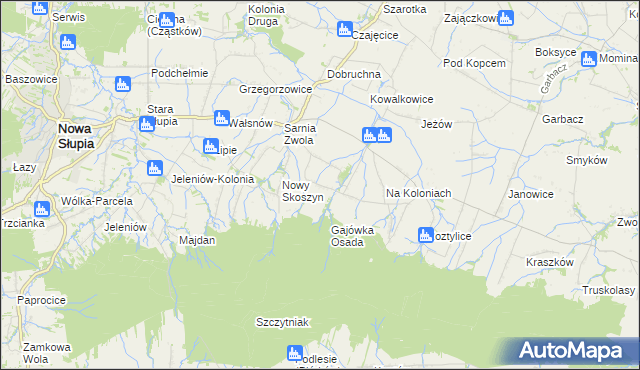 mapa Wronów gmina Waśniów, Wronów gmina Waśniów na mapie Targeo
