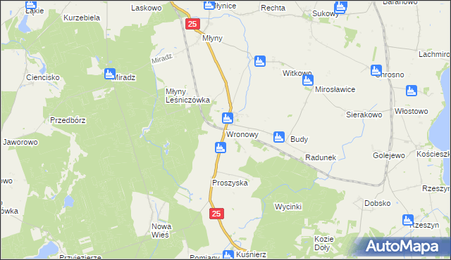 mapa Wronowy, Wronowy na mapie Targeo