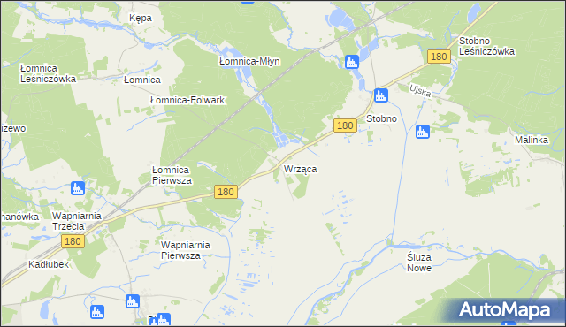 mapa Wrząca gmina Trzcianka, Wrząca gmina Trzcianka na mapie Targeo