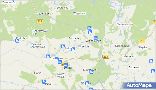 mapa Wrzeście gmina Wicko, Wrzeście gmina Wicko na mapie Targeo