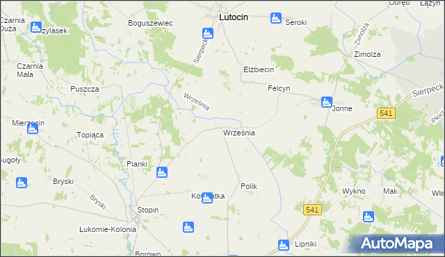 mapa Września gmina Rościszewo, Września gmina Rościszewo na mapie Targeo