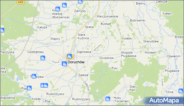 mapa Wrzosy gmina Doruchów, Wrzosy gmina Doruchów na mapie Targeo