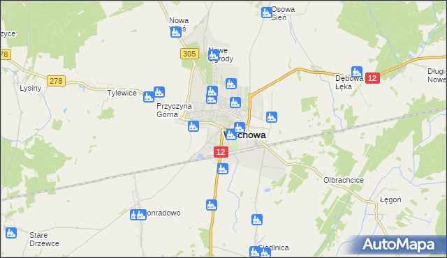 mapa Wschowa, Wschowa na mapie Targeo