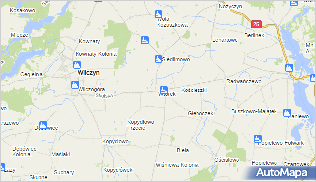 mapa Wtórek gmina Wilczyn, Wtórek gmina Wilczyn na mapie Targeo