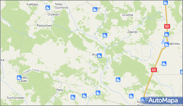 mapa Wujaki, Wujaki na mapie Targeo