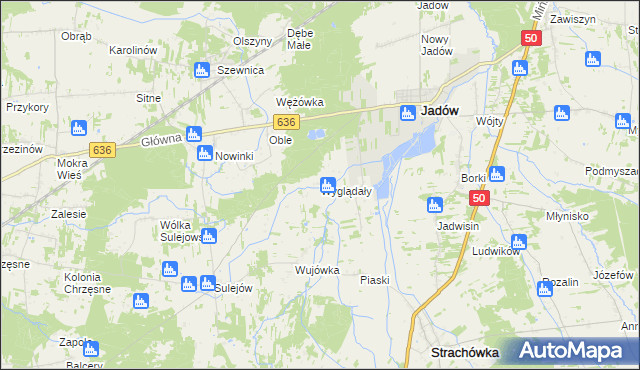 mapa Wyglądały gmina Jadów, Wyglądały gmina Jadów na mapie Targeo