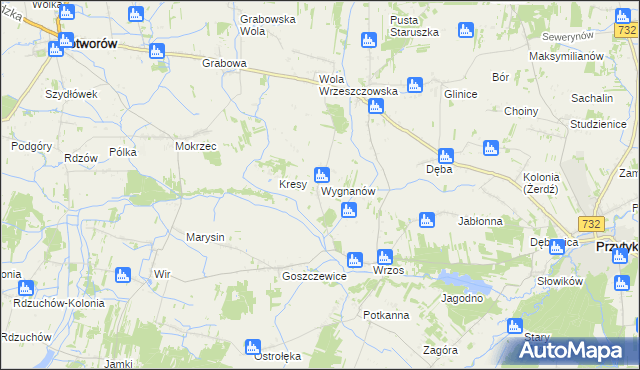 mapa Wygnanów gmina Przytyk, Wygnanów gmina Przytyk na mapie Targeo