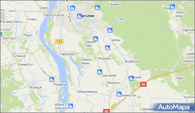 mapa Wygoda gmina Karczew, Wygoda gmina Karczew na mapie Targeo