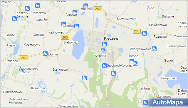 mapa Wygoda gmina Kazimierz Biskupi, Wygoda gmina Kazimierz Biskupi na mapie Targeo