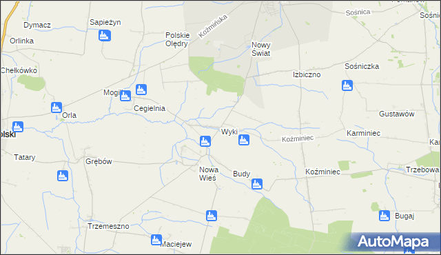 mapa Wyki, Wyki na mapie Targeo
