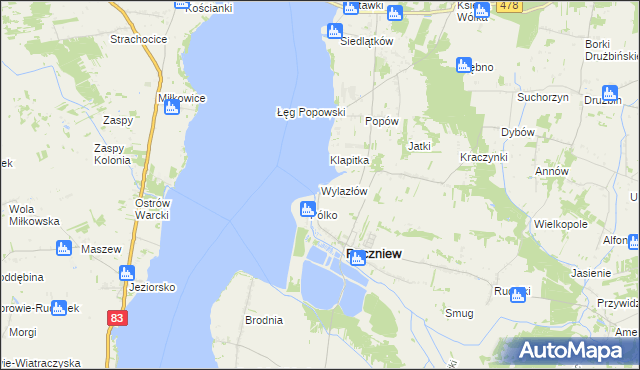 mapa Wylazłów gmina Pęczniew, Wylazłów gmina Pęczniew na mapie Targeo