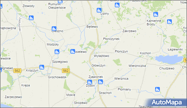 mapa Wylazłowo gmina Wielgie, Wylazłowo gmina Wielgie na mapie Targeo