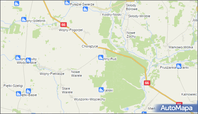 mapa Wyliny-Ruś, Wyliny-Ruś na mapie Targeo