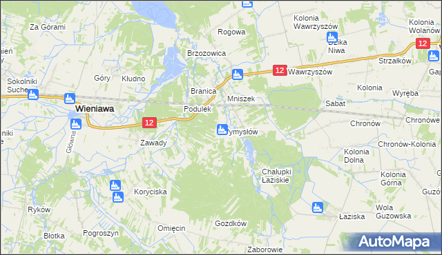 mapa Wymysłów gmina Wolanów, Wymysłów gmina Wolanów na mapie Targeo