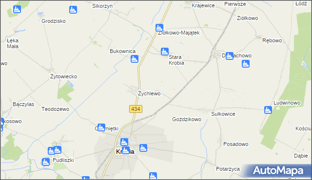 mapa Wymysłowo gmina Krobia, Wymysłowo gmina Krobia na mapie Targeo