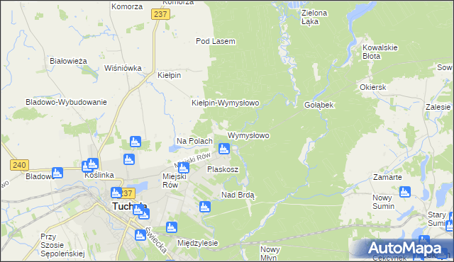 mapa Wymysłowo gmina Tuchola, Wymysłowo gmina Tuchola na mapie Targeo