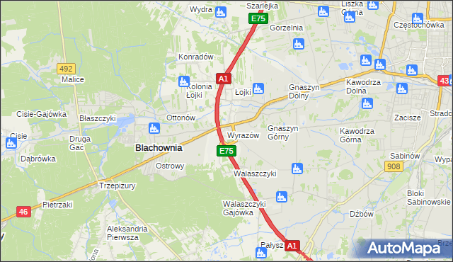 mapa Wyrazów, Wyrazów na mapie Targeo