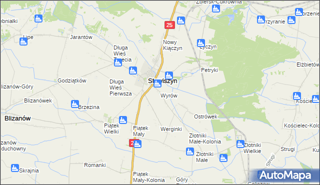 mapa Wyrów gmina Stawiszyn, Wyrów gmina Stawiszyn na mapie Targeo