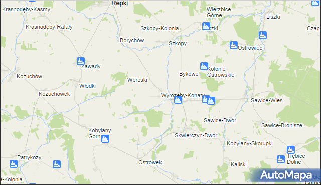 mapa Wyrozęby-Konaty, Wyrozęby-Konaty na mapie Targeo