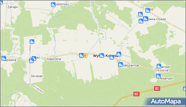 mapa Wyryki, Wyryki na mapie Targeo