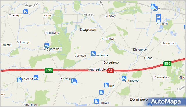 mapa Wysławice, Wysławice na mapie Targeo