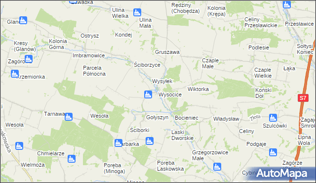 mapa Wysocice, Wysocice na mapie Targeo