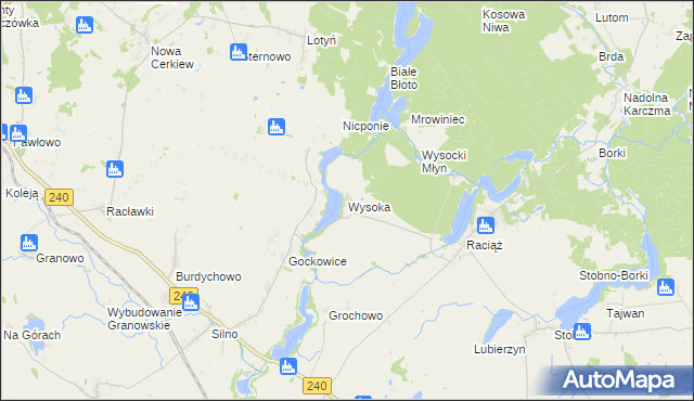 mapa Wysoka gmina Tuchola, Wysoka gmina Tuchola na mapie Targeo