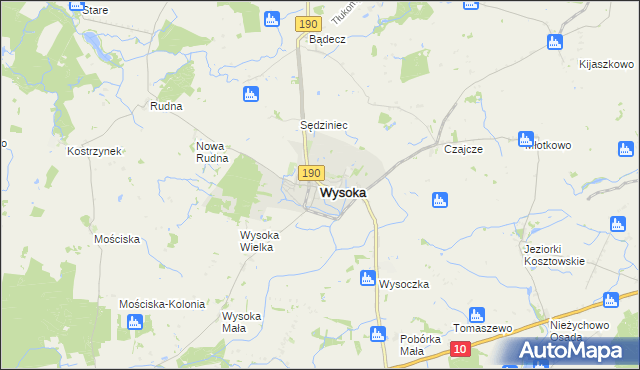 mapa Wysoka powiat pilski, Wysoka powiat pilski na mapie Targeo