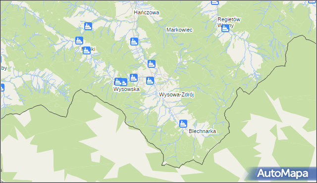 mapa Wysowa-Zdrój, Wysowa-Zdrój na mapie Targeo