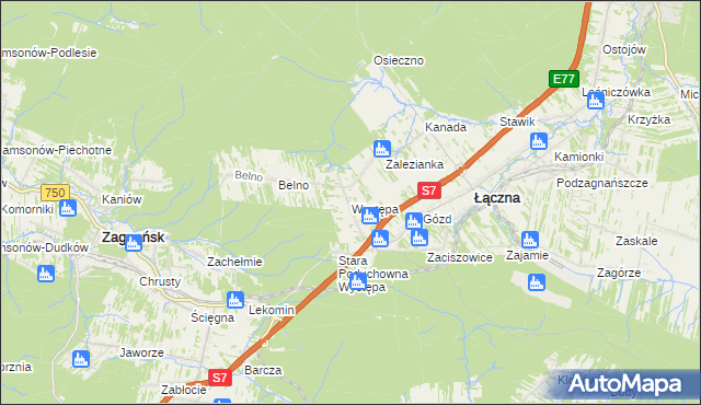 mapa Występa, Występa na mapie Targeo