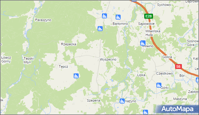 mapa Wyszecino, Wyszecino na mapie Targeo