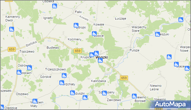 mapa Wyszki powiat bielski, Wyszki powiat bielski na mapie Targeo