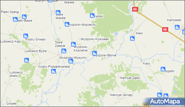 mapa Wyszonki-Błonie, Wyszonki-Błonie na mapie Targeo